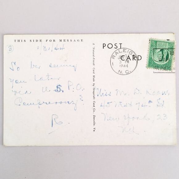 Vintage Postcard 1944 State Capitol at Night Raleigh North Carolina NC B&W - Picture 2 of 2